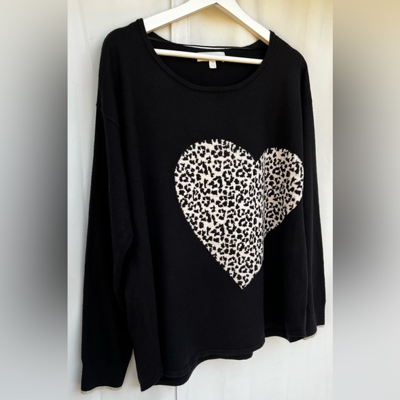 Adyson Parker leopard heart black sweater pullover size 2X - Picture 2 of 9